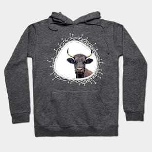 Cow Farm Animal Portrait Peekaboo Hoodie